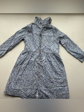 Girls' Blue Floral Button-Front Casual Dress